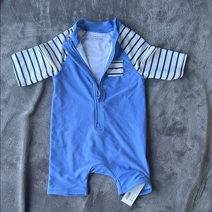 Janie and Jack Blue and White Striped 18-24 mo Baby Swimsuit NWT